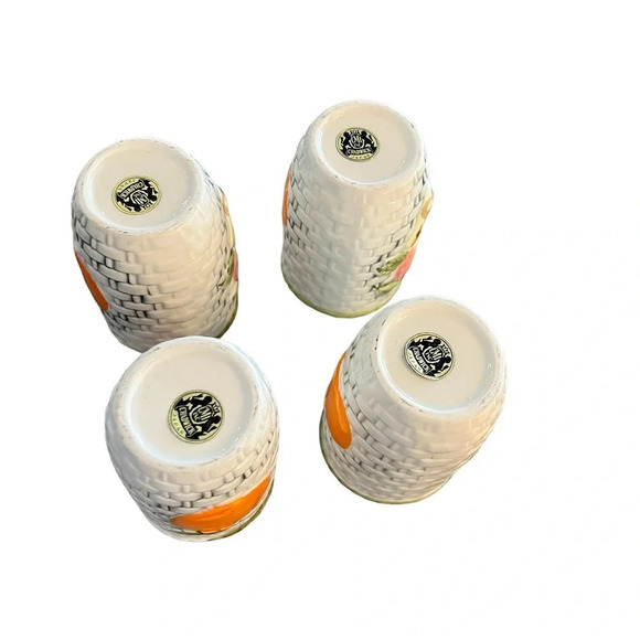 Vintage 1960s Chadwick Japan Basketweave Ceramic Fruit Juice Cups FOUR - Picture 5 of 9